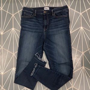 William Rast dark wash frayed hem skinnies